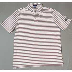 Stitch Golf Polo Shirt Men's Large White Red Stripe Performance Short Sleeve